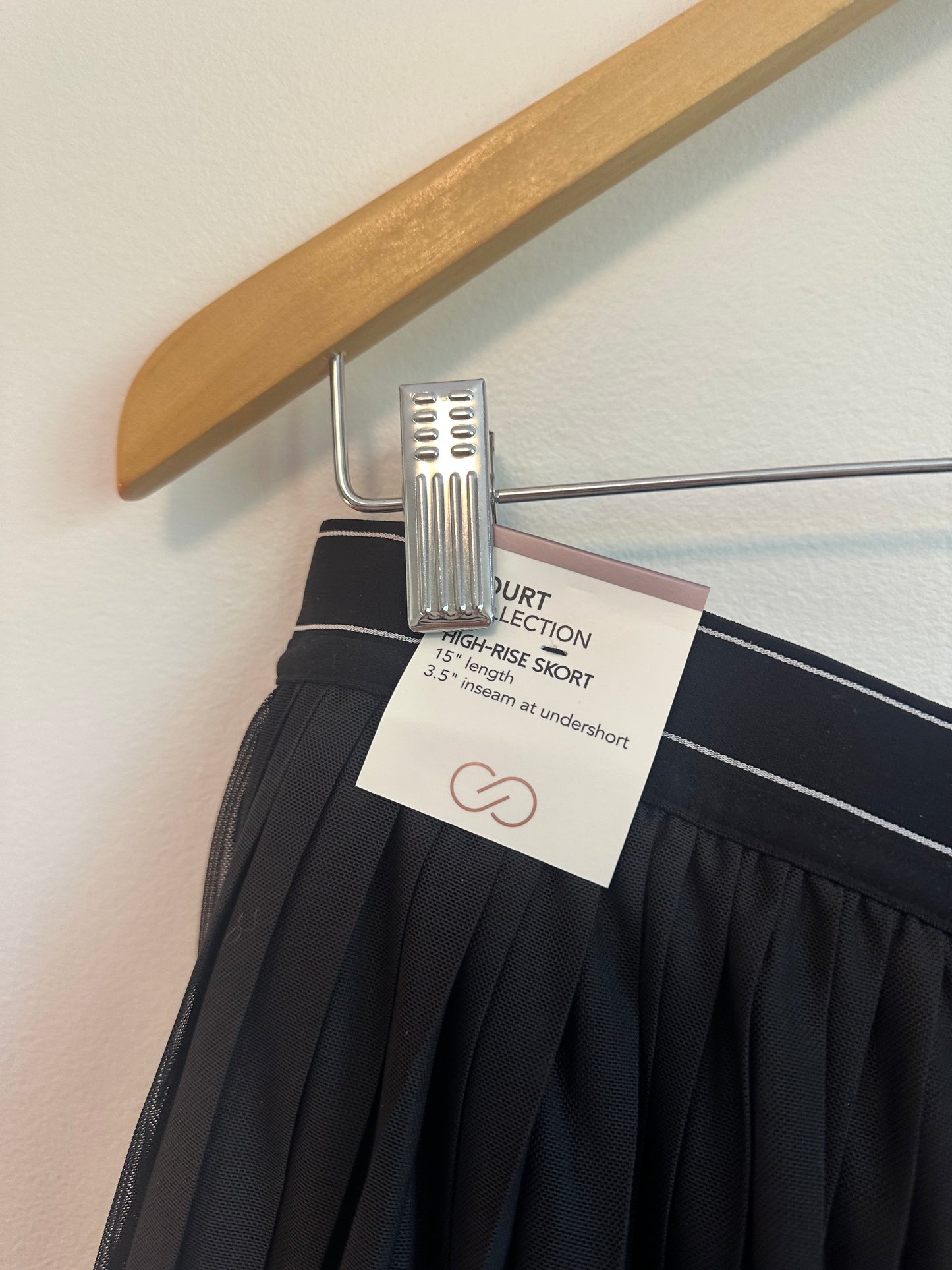 NWT Calia Pleated Mesh Skort in Black | Size Large