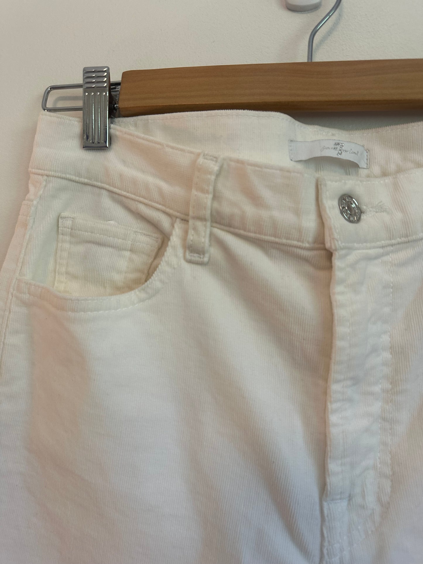 7 For All Mankind Ivory Corduroy Wide Leg Jeans | Size 29