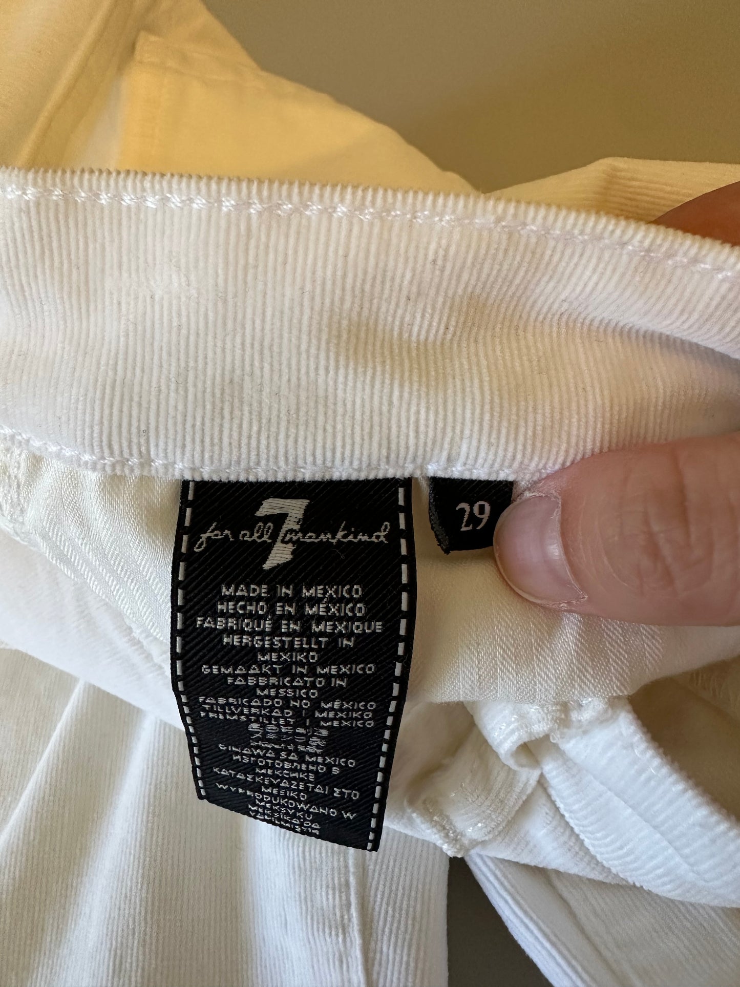 7 For All Mankind Ivory Corduroy Wide Leg Jeans | Size 29