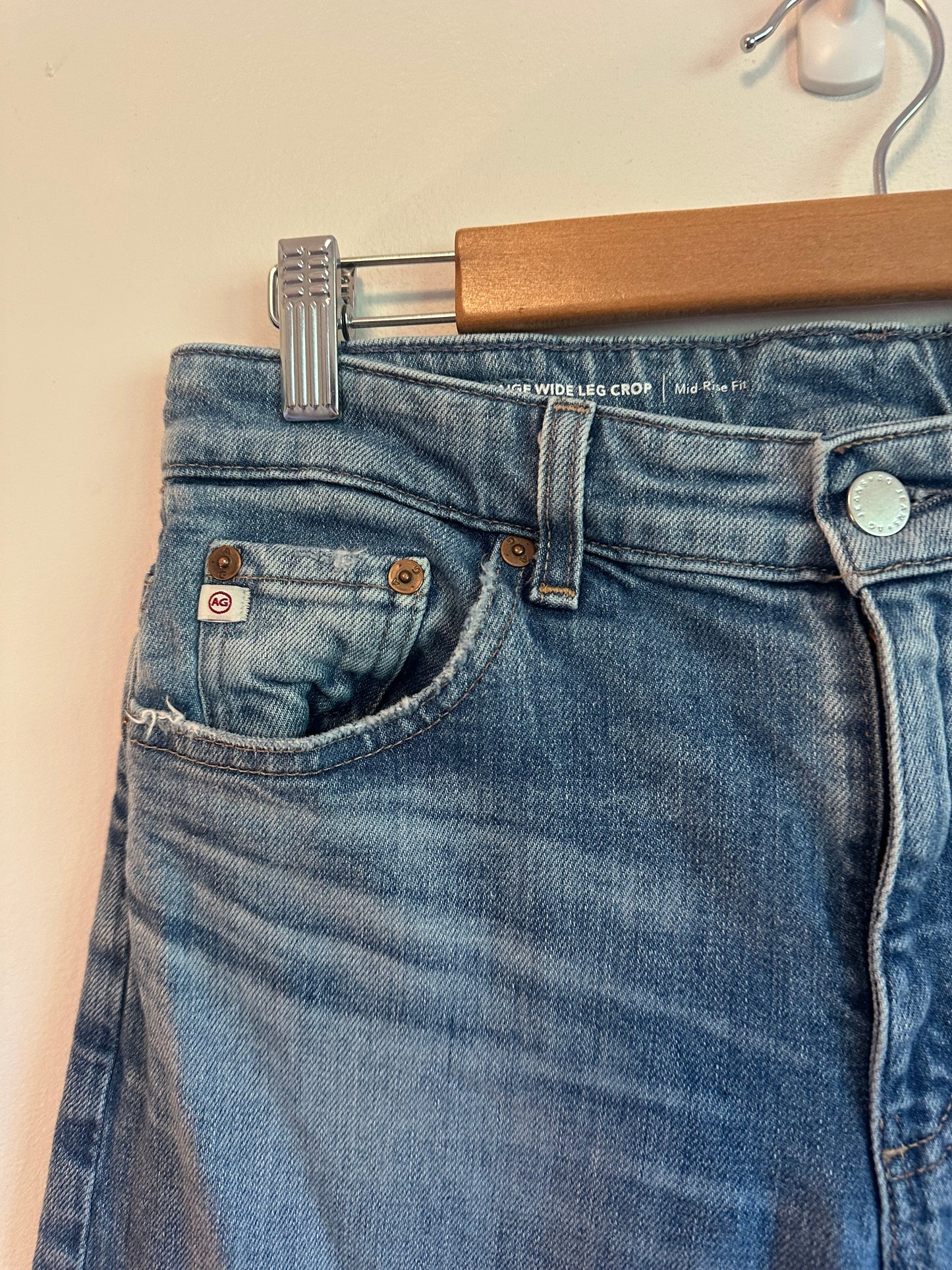 AG Denim Saige Wide Leg Crop Mid Rise Jean | Size 27