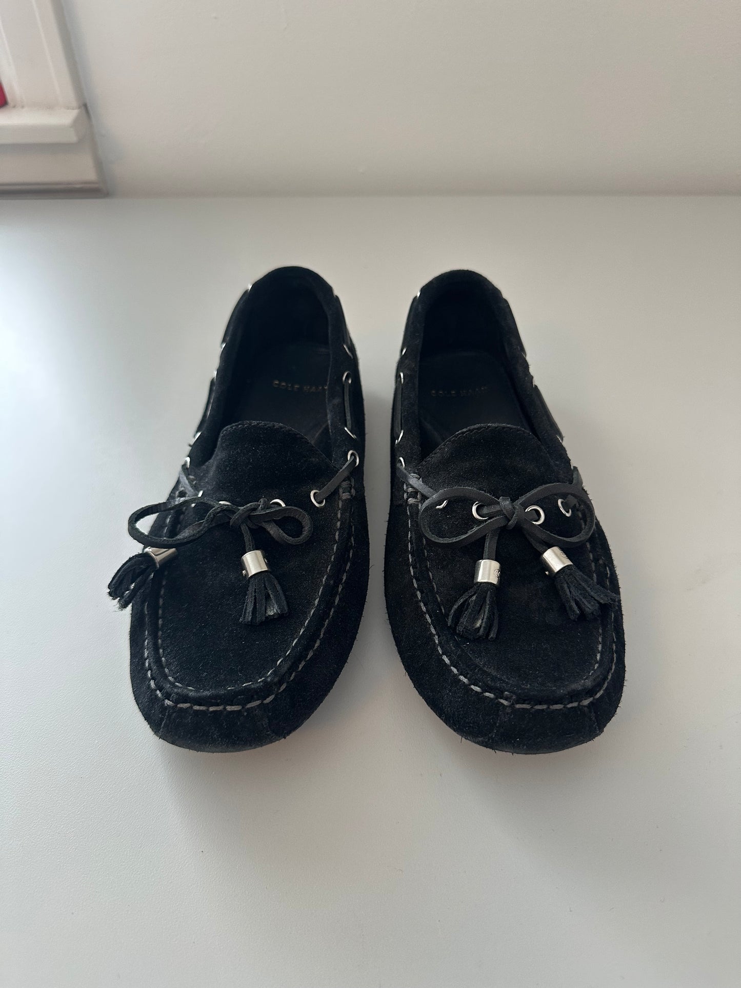 Cole Haan Black Suede Driving Loafers | Size 6
