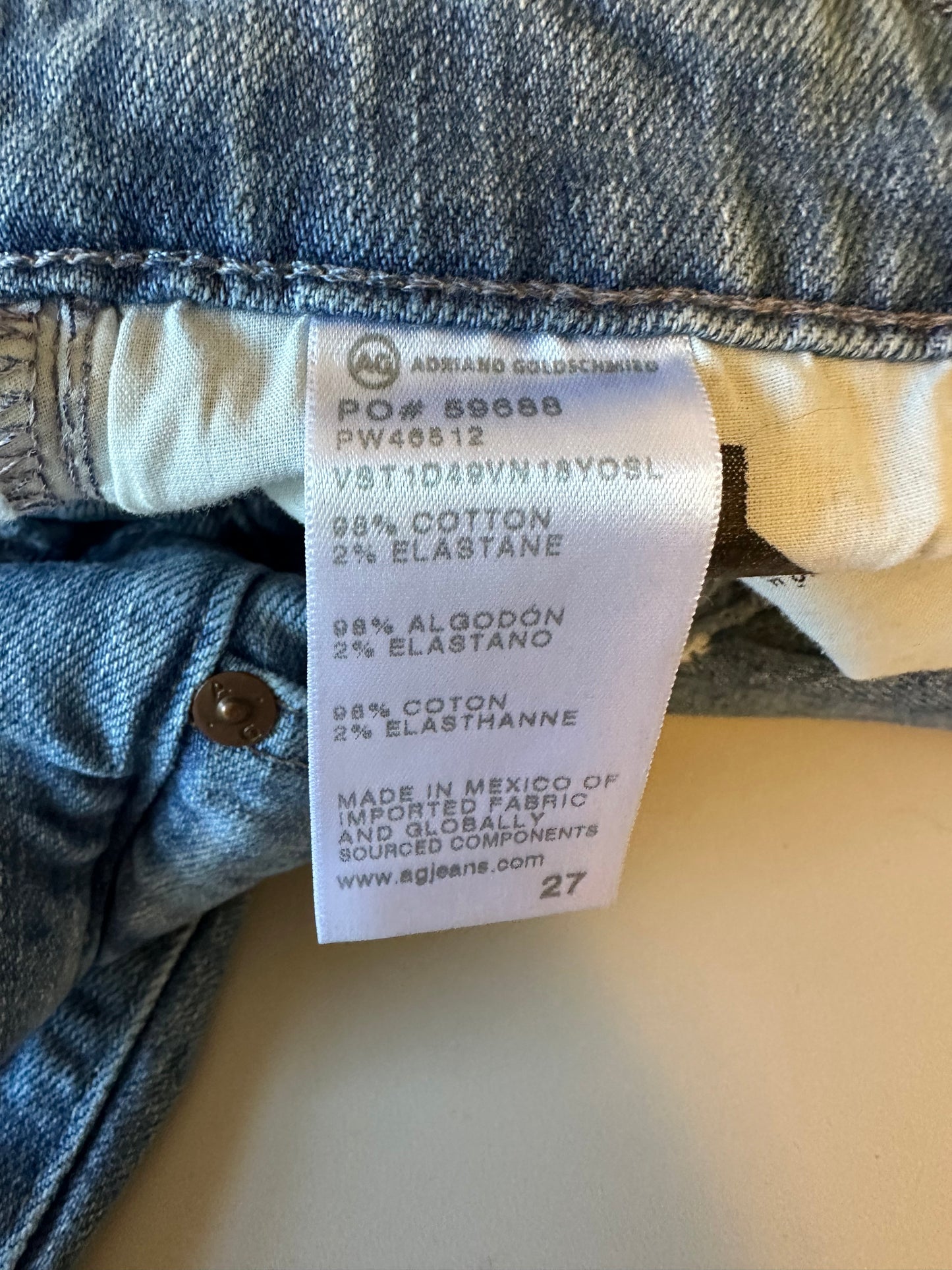 AG Denim Saige Wide Leg Crop Mid Rise Jean | Size 27