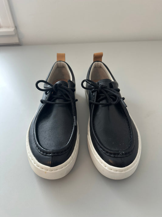 Clarks Originals Priddy Walla Black Leather Lace Up Shoes | Size 6