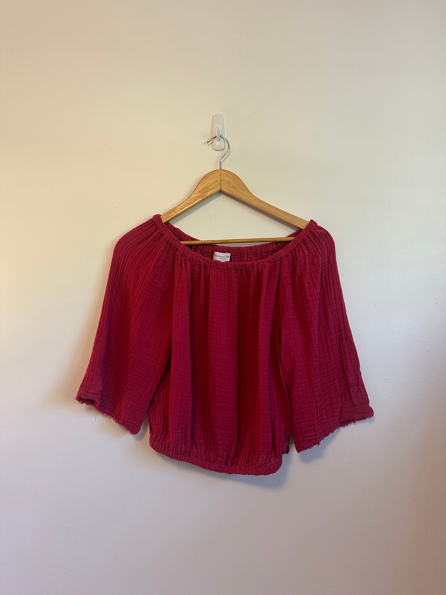 Michael Stars Isabel Cotton Convertible Top in Dark Pink | Size Small
