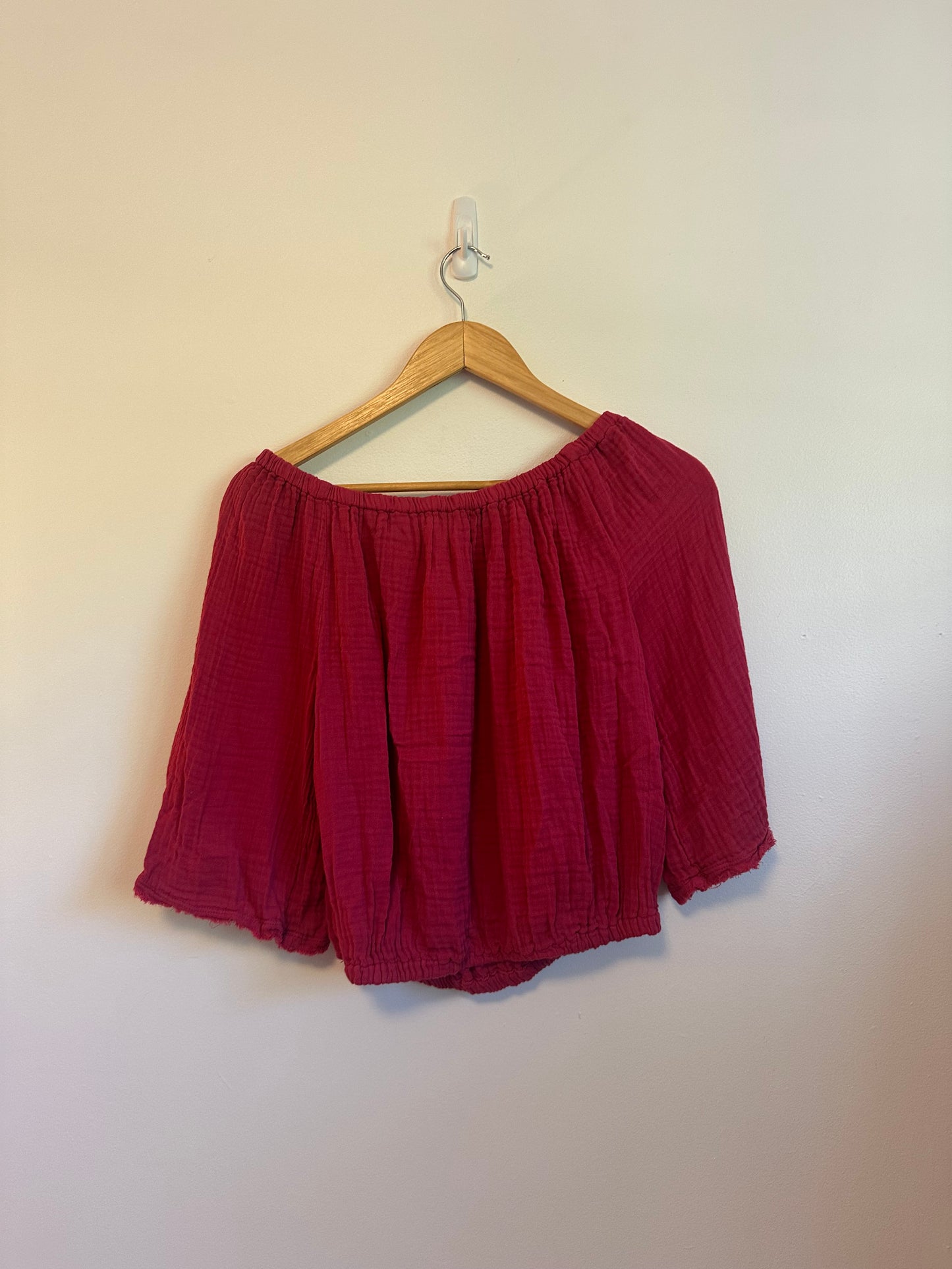 Michael Stars Isabel Cotton Convertible Top in Dark Pink | Size Small