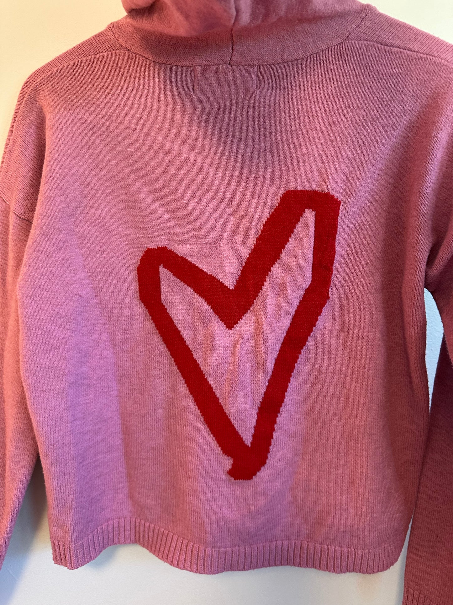 Six/Fifty Heartfelt Hooded Sweater in Pink and Red | Size Small