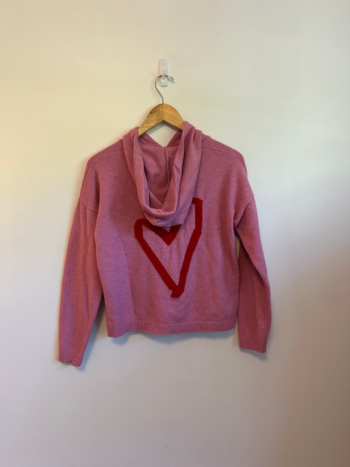 Six/Fifty Heartfelt Hooded Sweater in Pink and Red | Size Small