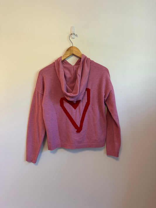 Six/Fifty Heartfelt Hooded Sweater in Pink and Red | Size Small