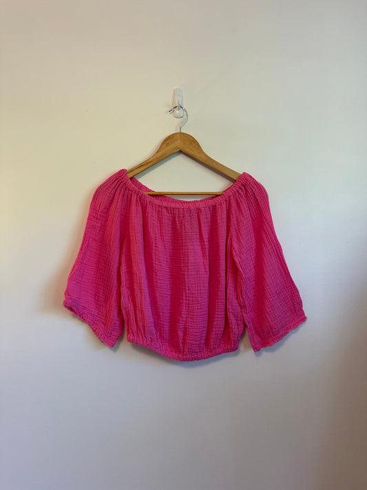 NWT Michael Stars Isabel Cotton Convertible Top in Pink | Size Small