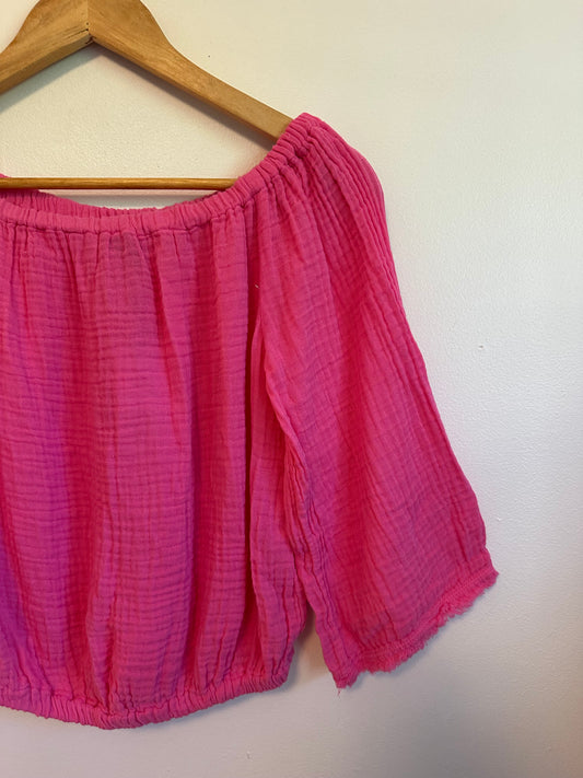NWT Michael Stars Isabel Cotton Convertible Top in Pink | Size Small