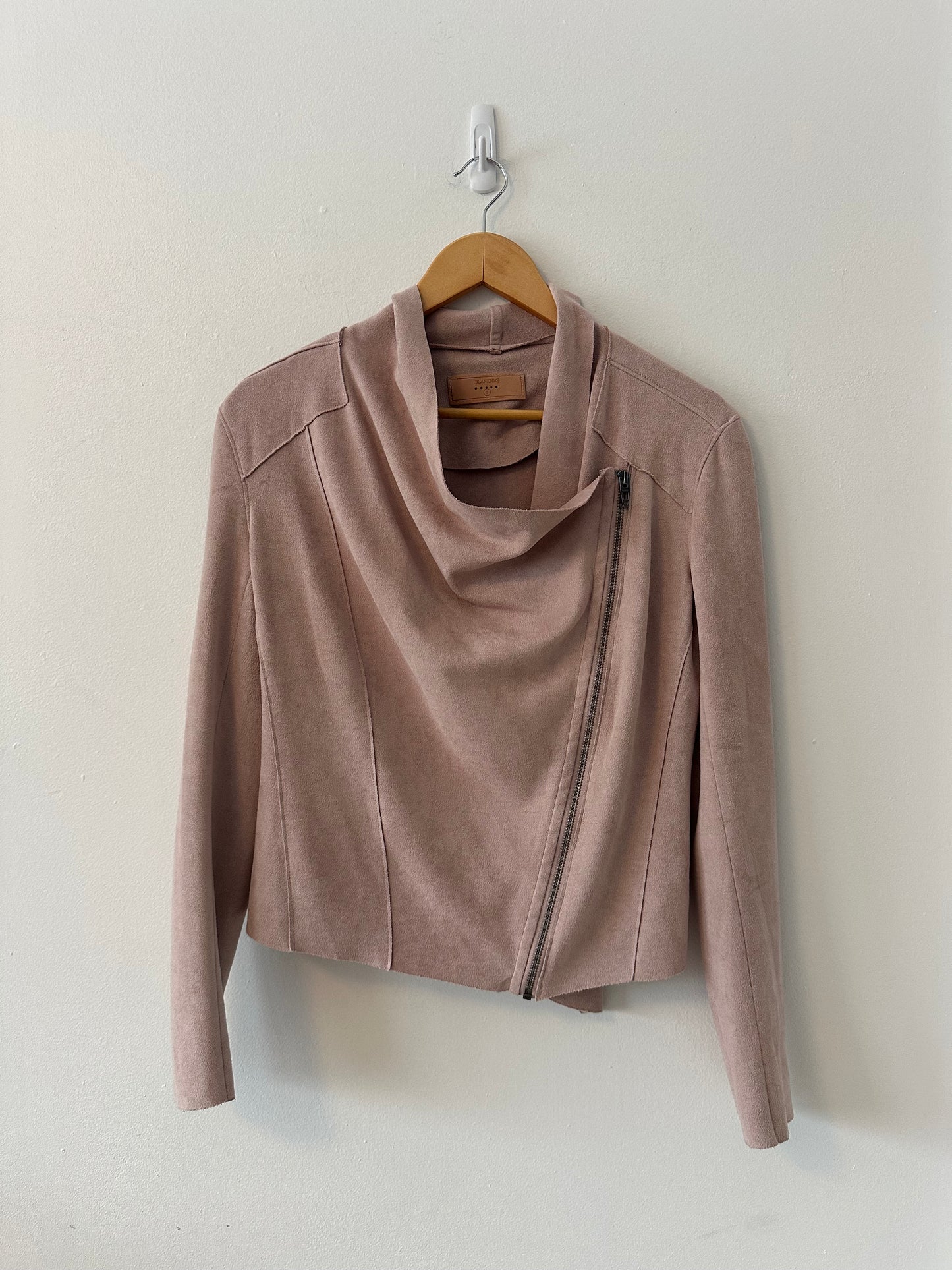 Blank NYC Faux Suede Moto Jacket in Light Pink | Size Small