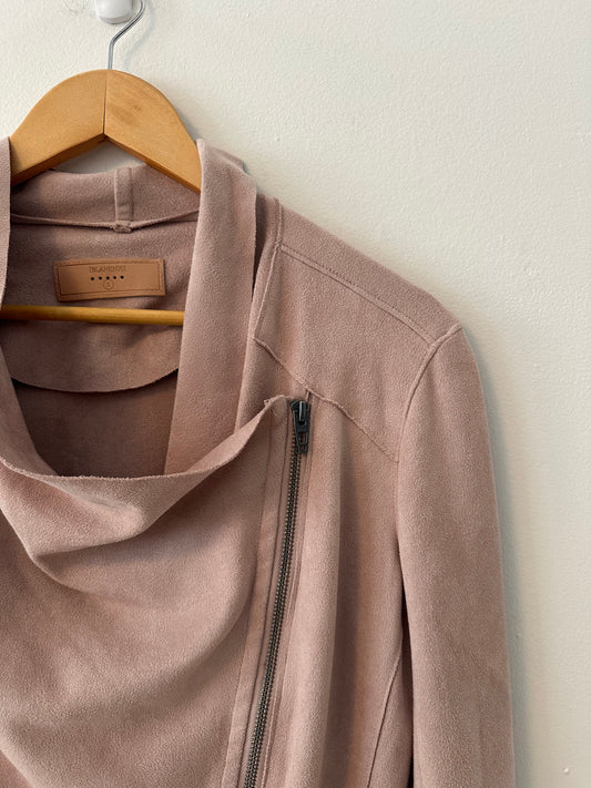 Blank NYC Faux Suede Moto Jacket in Light Pink | Size Small