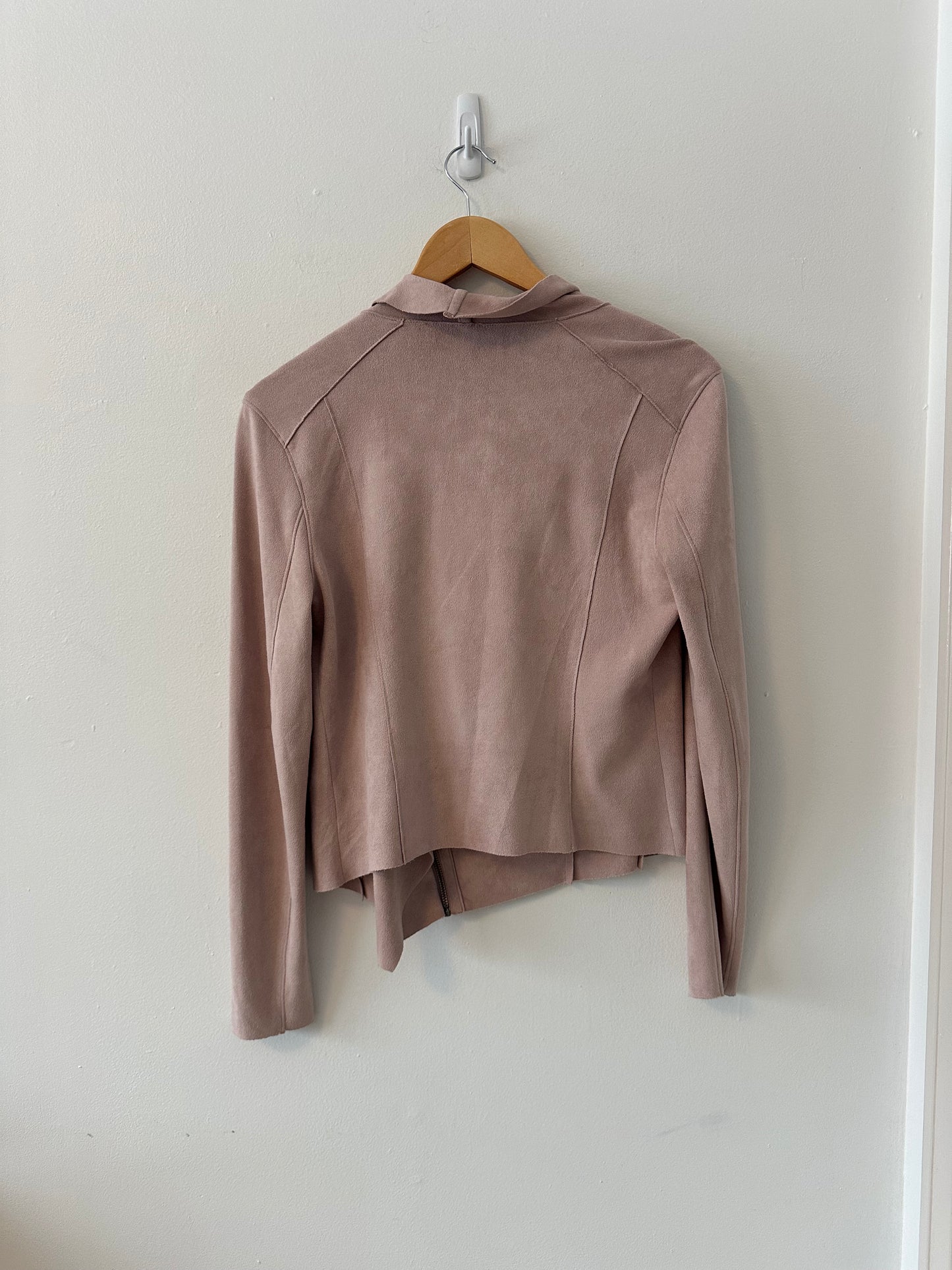 Blank NYC Faux Suede Moto Jacket in Light Pink | Size Small