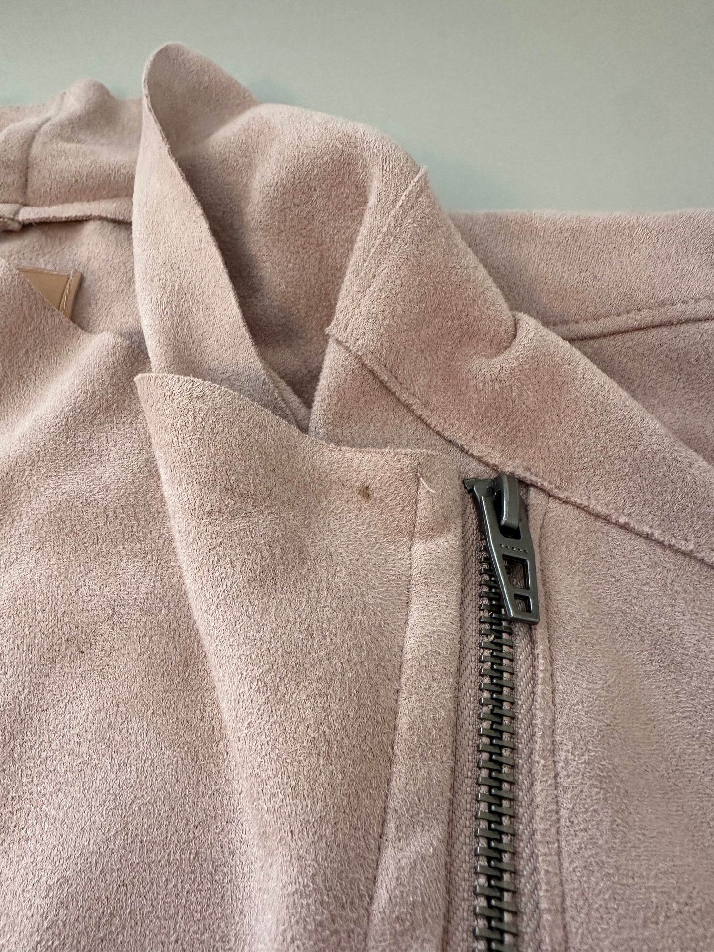 Blank NYC Faux Suede Moto Jacket in Light Pink | Size Small