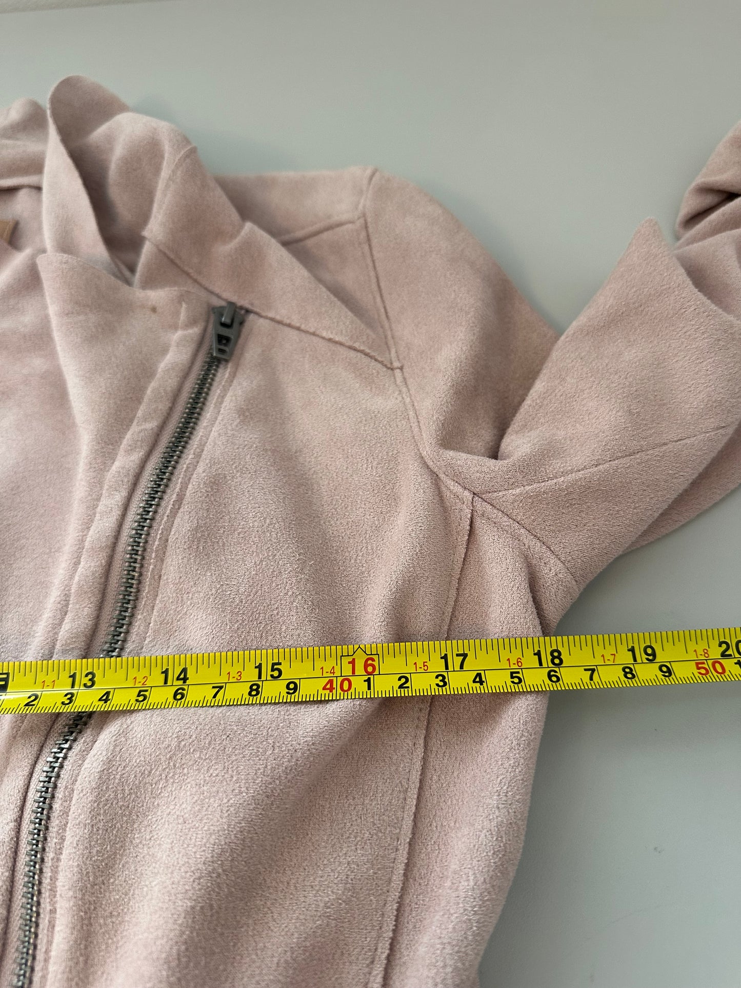 Blank NYC Faux Suede Moto Jacket in Light Pink | Size Small