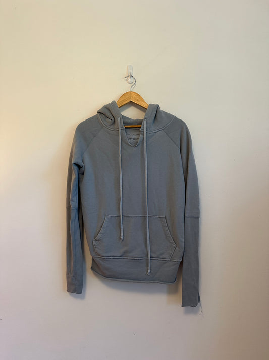 Nili Lotan Janie Blue Gray Cotton French Terry Raw Hem Hoodie | Size Small