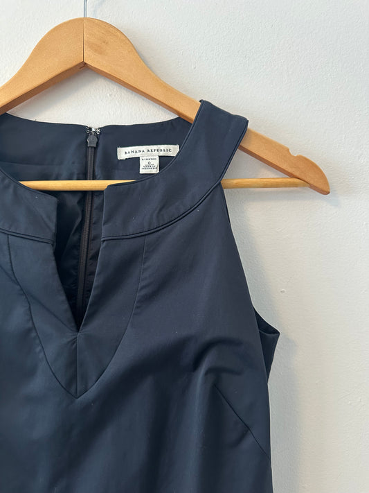 Banana Republic Cotton Poplin Sleeveless Navy Blue Dress | Size 0