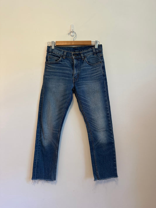 Levis 505 C Orange Tab Medium Wash Raw Hem Jeans | Size 27