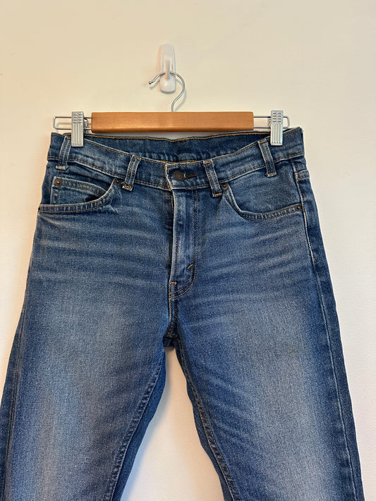 Levis 505 C Orange Tab Medium Wash Raw Hem Jeans | Size 27