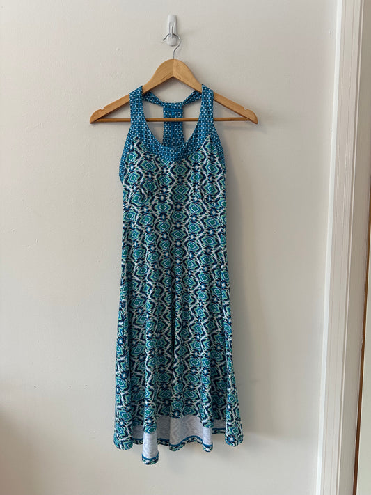 Prana Cali Racerback Blue Aztec Print Dress | Size Small