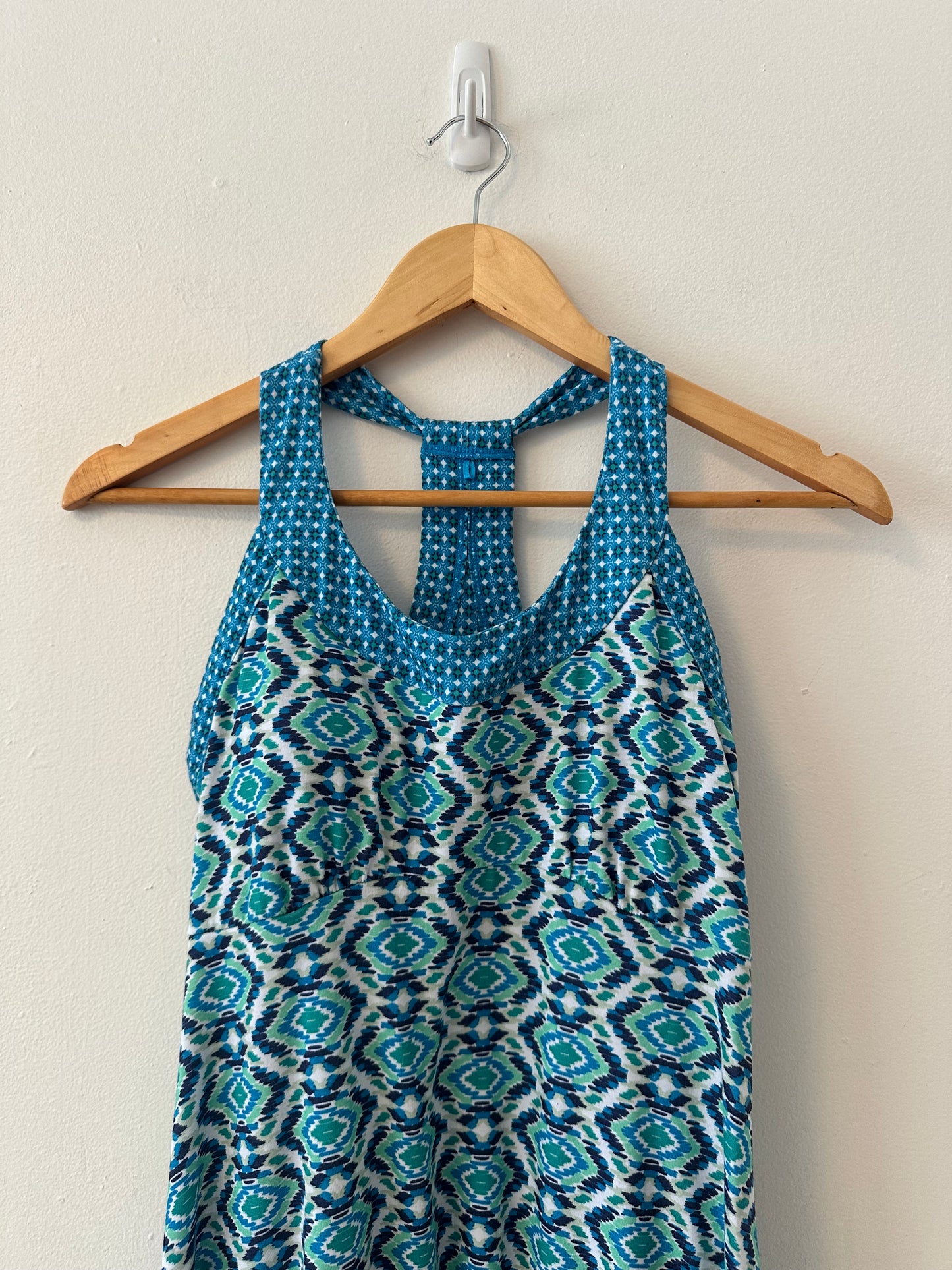 Prana Cali Racerback Blue Aztec Print Dress | Size Small