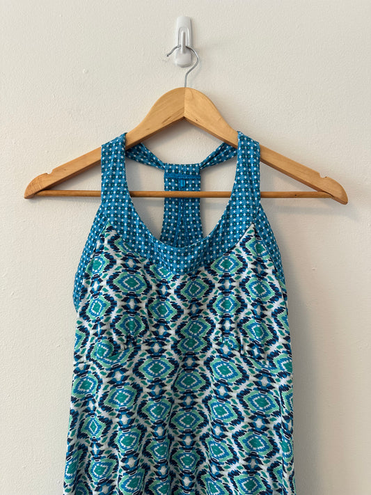 Prana Cali Racerback Blue Aztec Print Dress | Size Small
