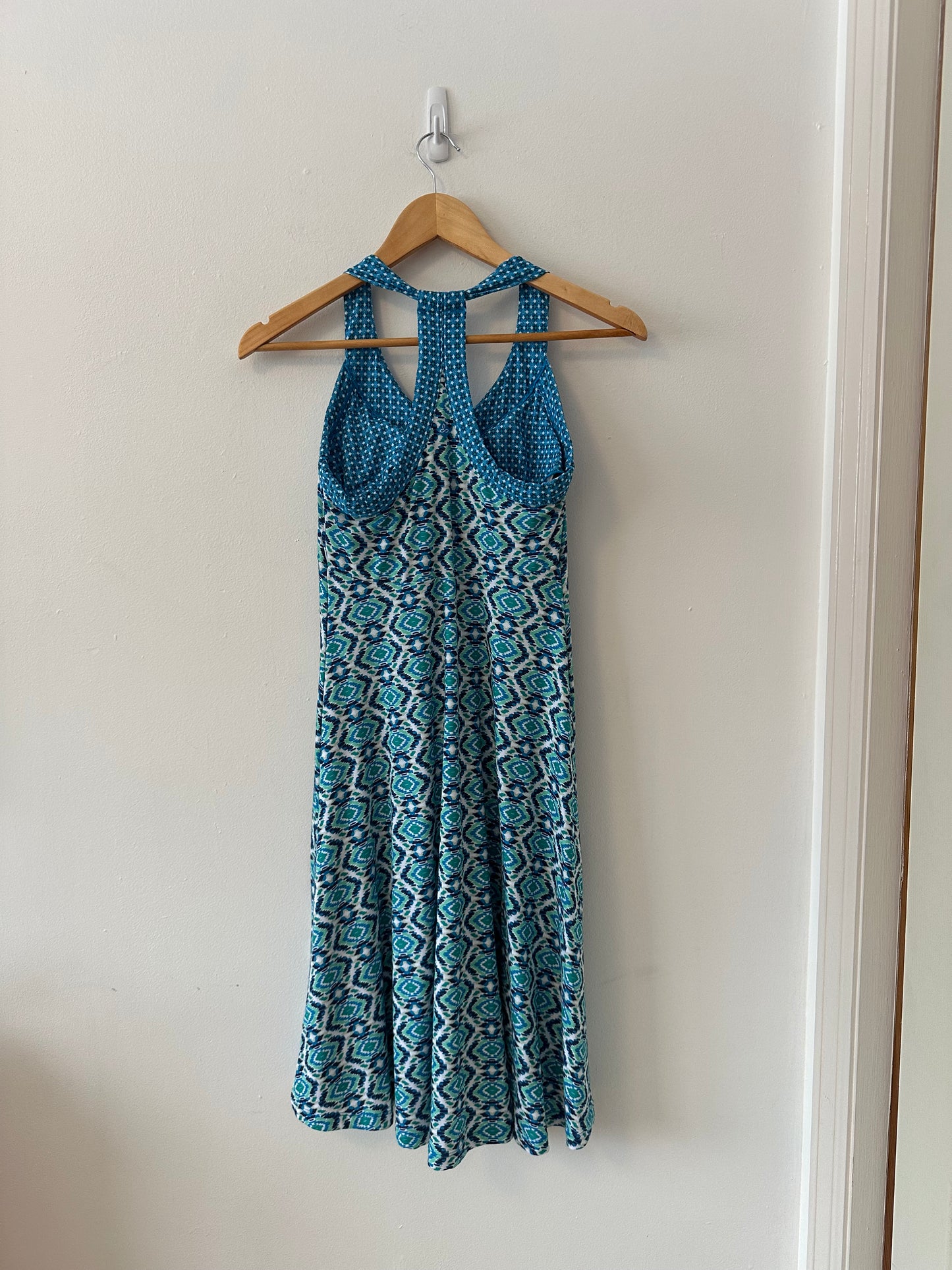 Prana Cali Racerback Blue Aztec Print Dress | Size Small