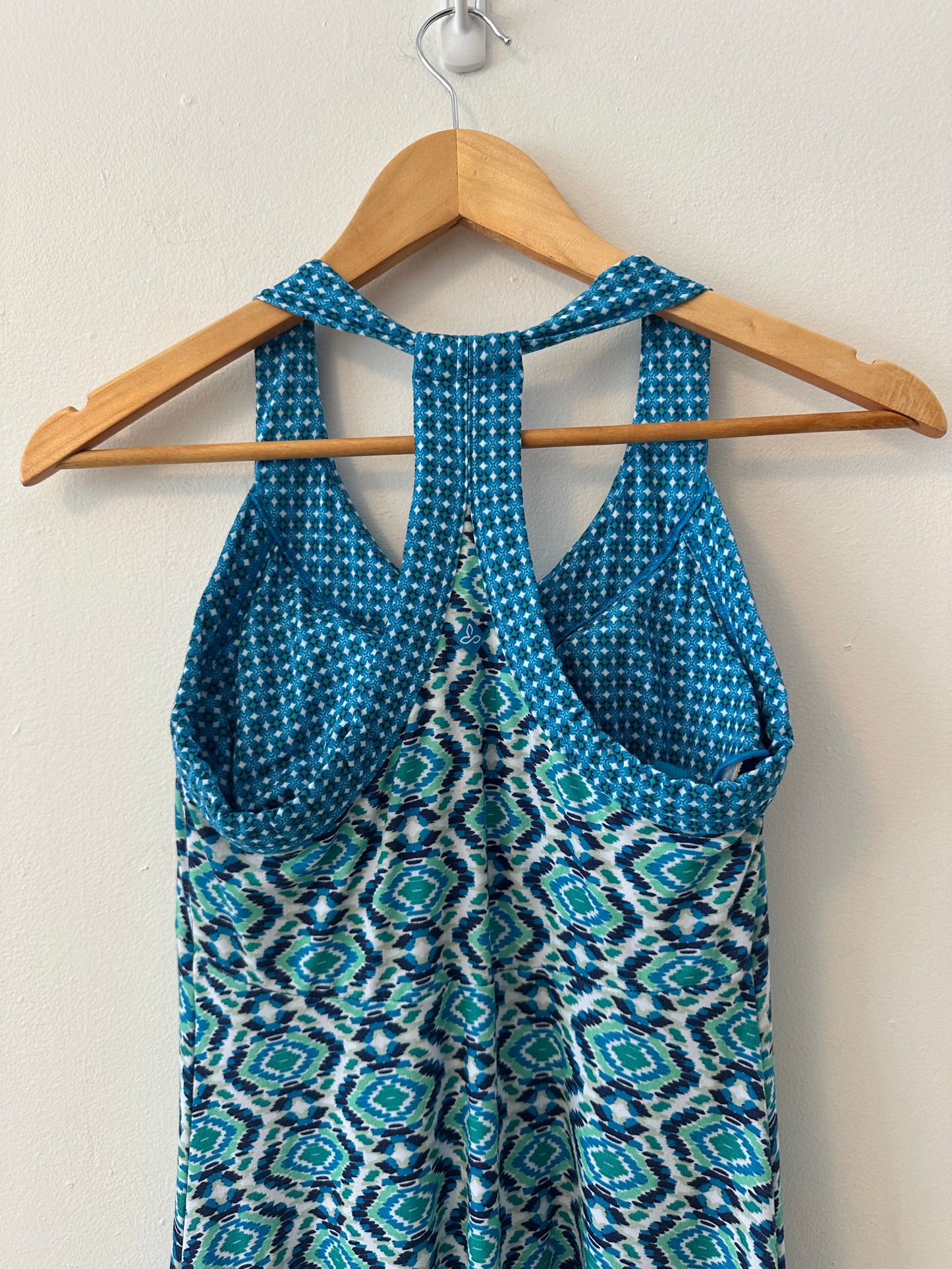 Prana Cali Racerback Blue Aztec Print Dress | Size Small