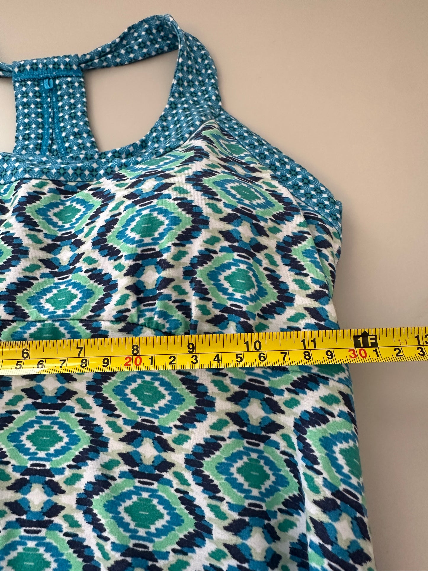Prana Cali Racerback Blue Aztec Print Dress | Size Small