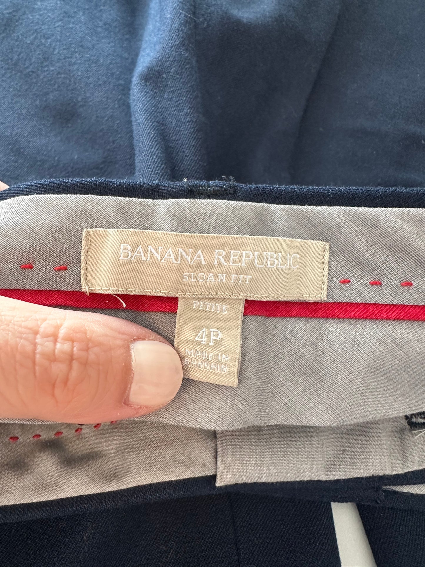 Banana Republic Navy Blue Sloan Fit Trouser Pants | Size 4 Petite