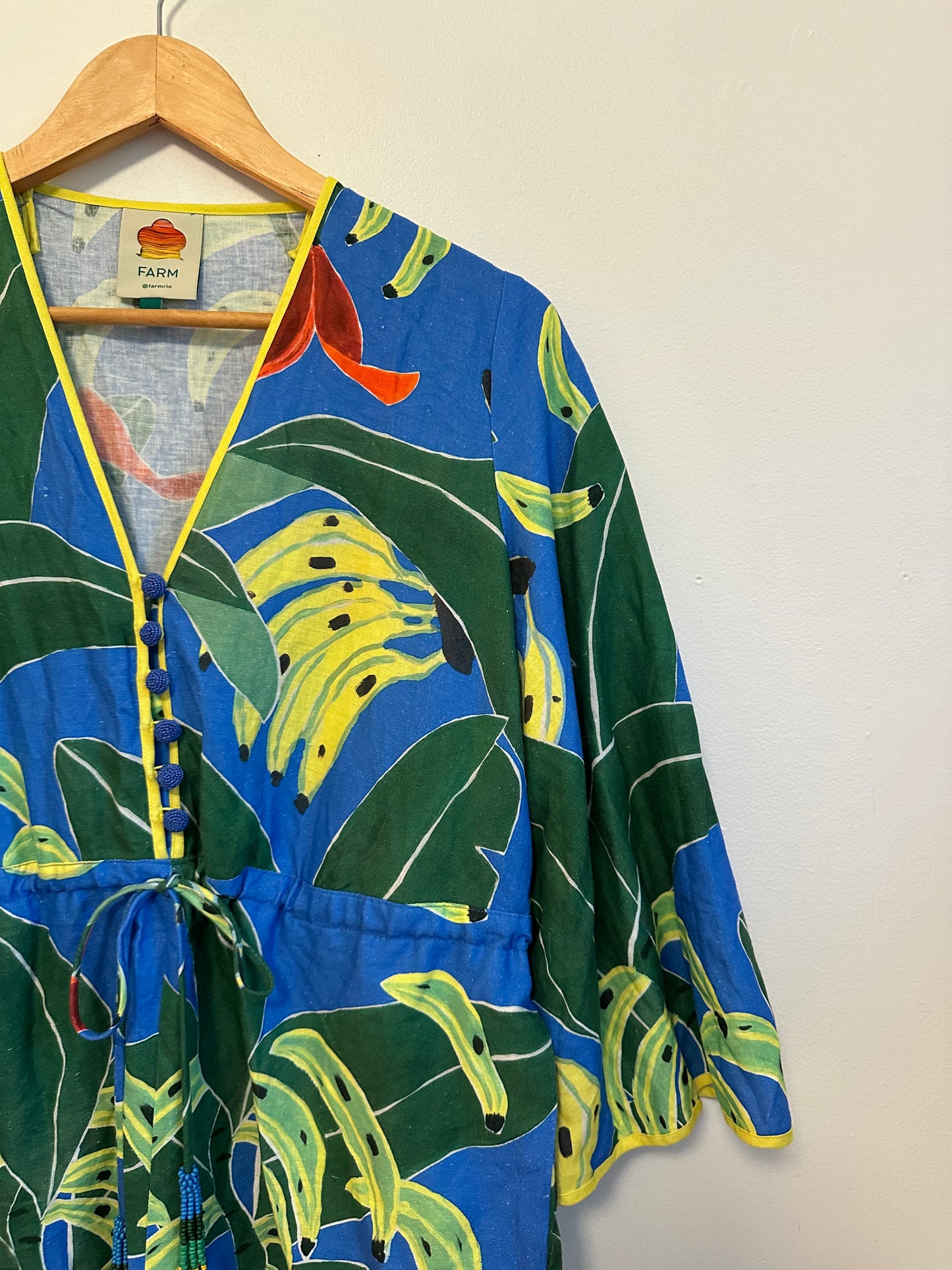 Farm Rio Blue Banana Leaves Romper | Size Medium