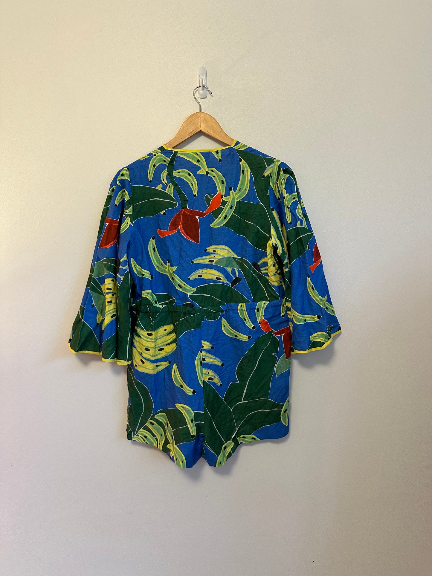 Farm Rio Blue Banana Leaves Romper | Size Medium