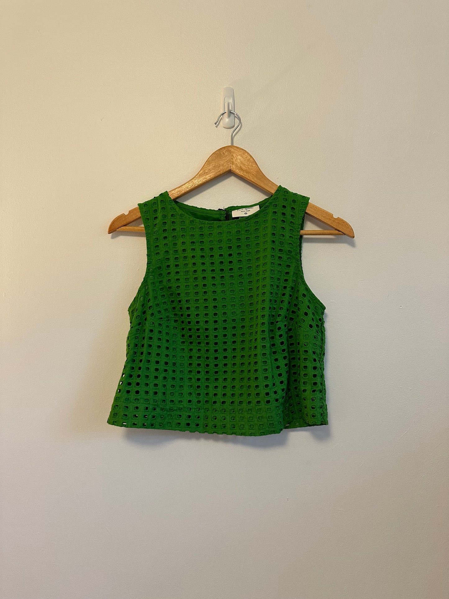 NWT Kate Spade Cotton Eyelet Shell Tank Top in Green | Size XXS