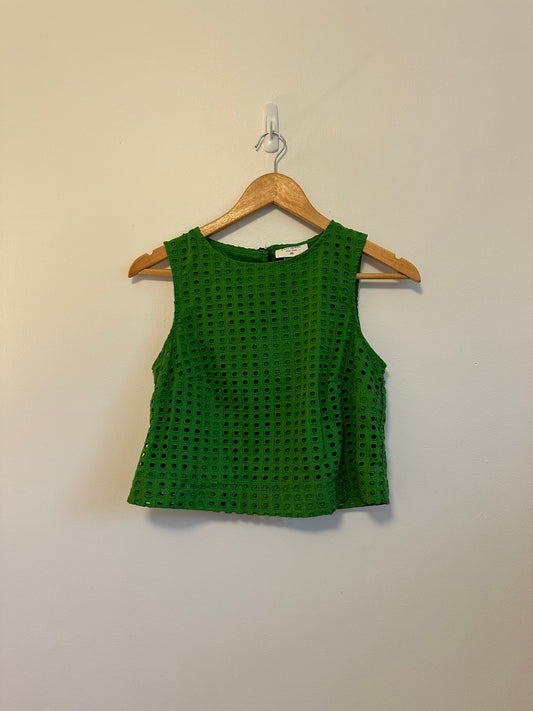 NWT Kate Spade Cotton Eyelet Shell Tank Top in Green | Size XXS