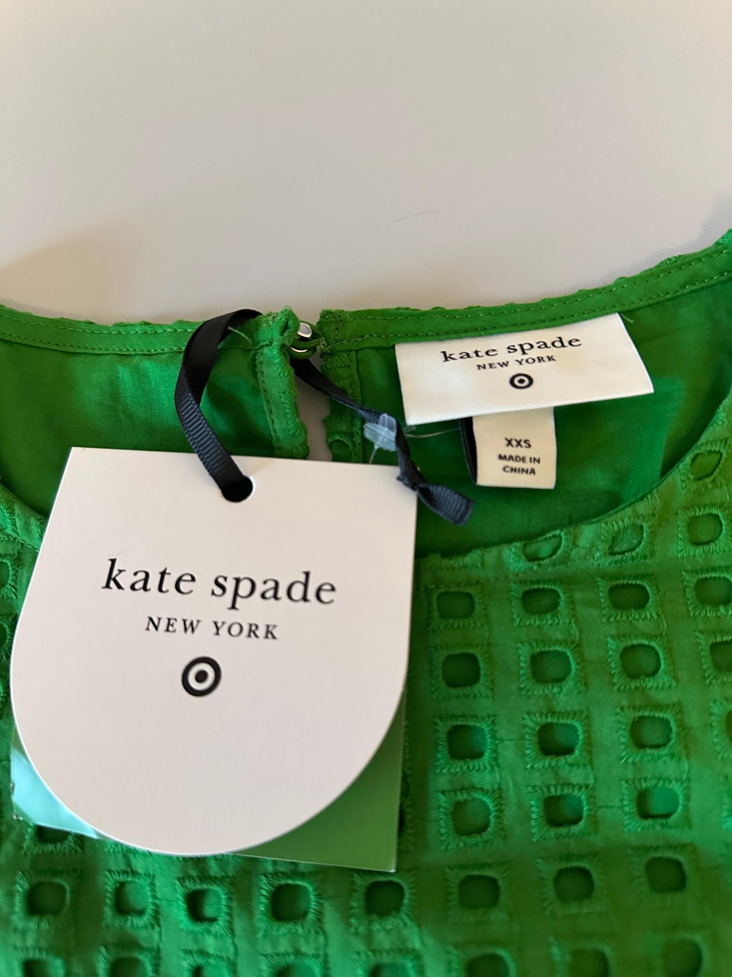 NWT Kate Spade Cotton Eyelet Shell Tank Top in Green | Size XXS