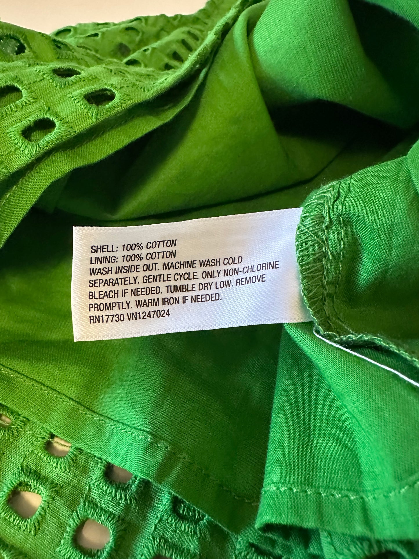 NWT Kate Spade Cotton Eyelet Shell Tank Top in Green | Size XXS