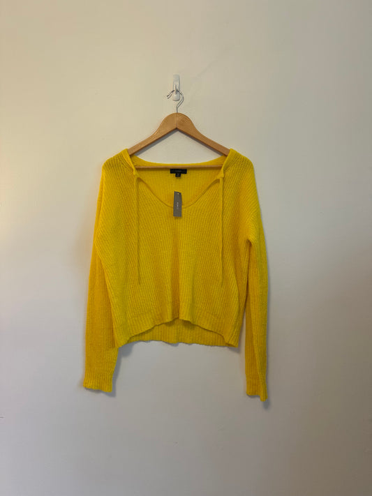 NWT J. Crew Cashmere Blend Boucle Tie Front Beach Sweater in Yellow | Size XS