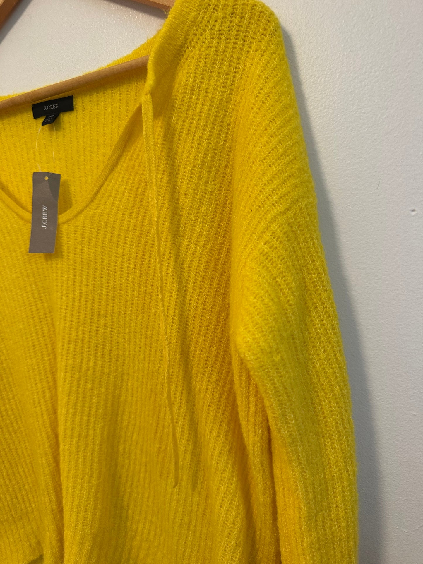 NWT J. Crew Cashmere Blend Boucle Tie Front Beach Sweater in Yellow | Size XS