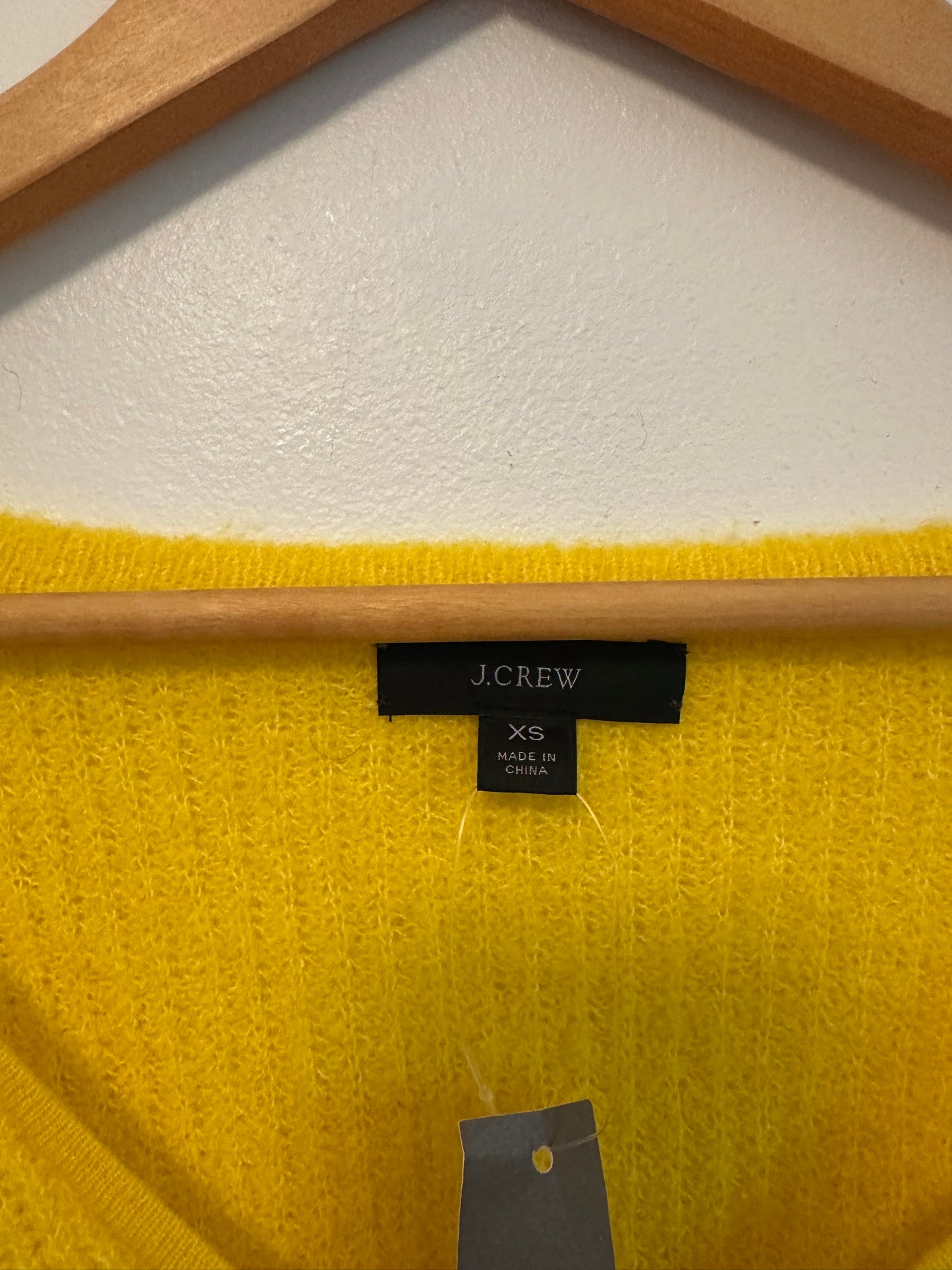 NWT J. Crew Cashmere Blend Boucle Tie Front Beach Sweater in Yellow | Size XS