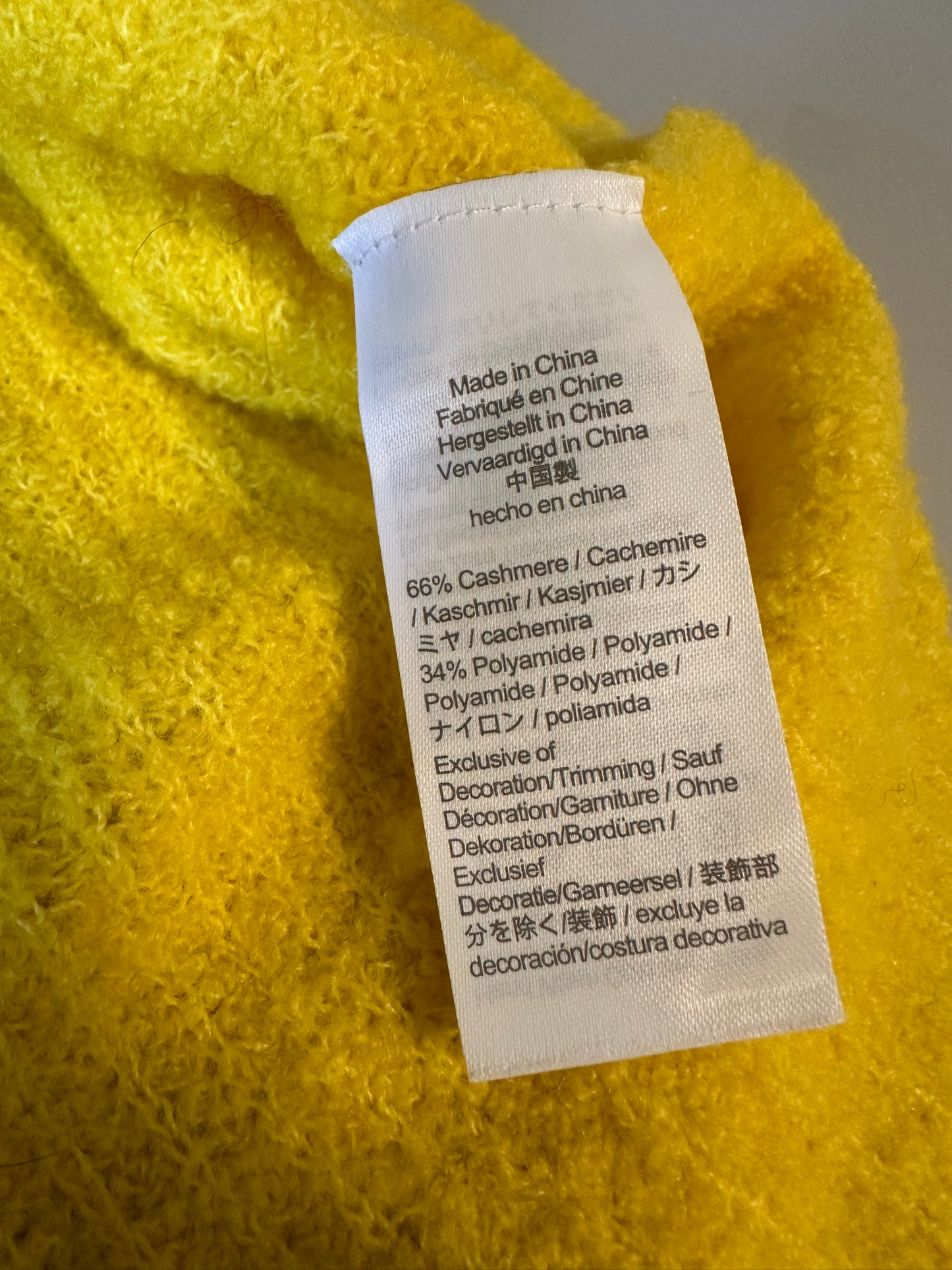 NWT J. Crew Cashmere Blend Boucle Tie Front Beach Sweater in Yellow | Size XS