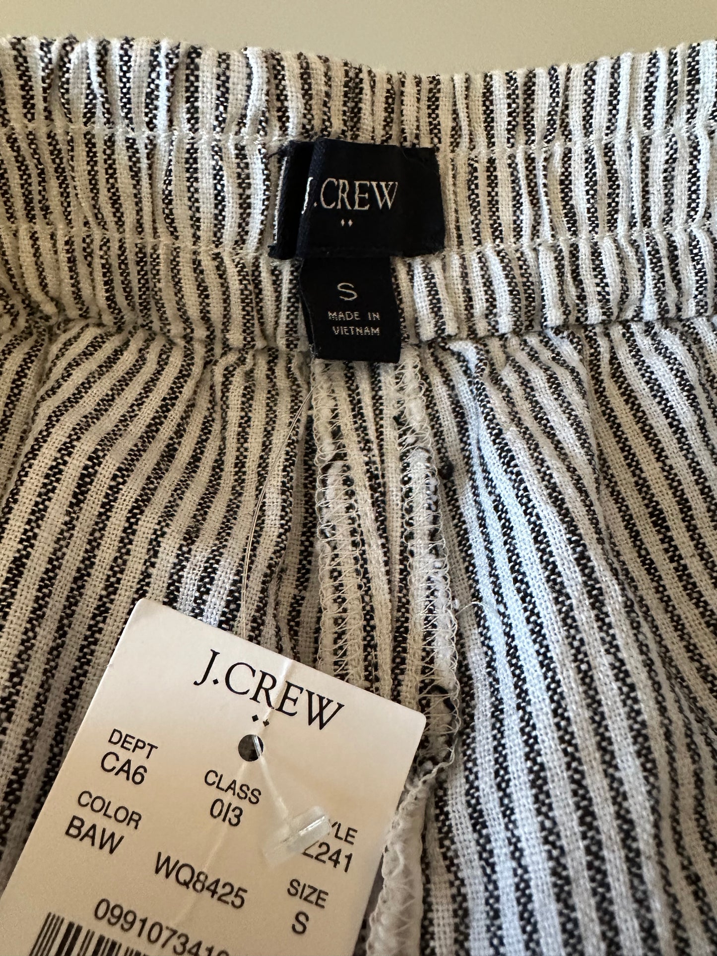 NWT J. Crew Linen Blend Striped Drawstring Shorts | Size Small