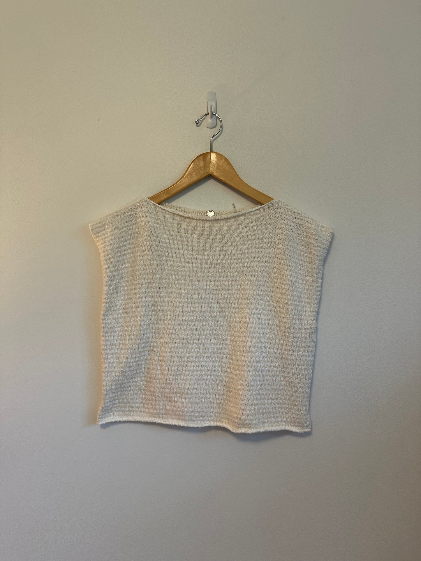 Margaret O'Leary Square Knit Tee in Ivory and Natural Stripe | Size XS