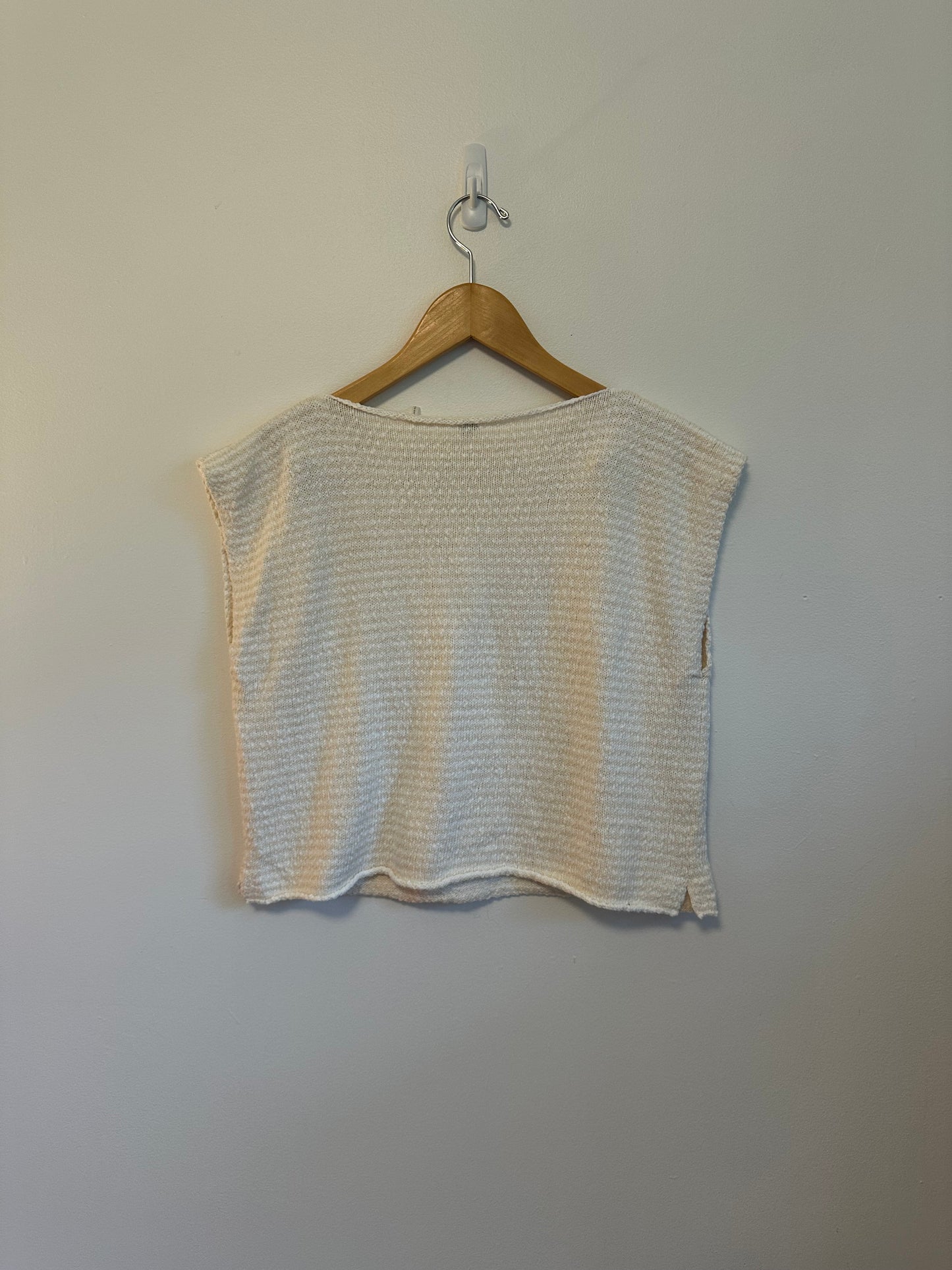 Margaret O'Leary Square Knit Tee in Ivory and Natural Stripe | Size XS