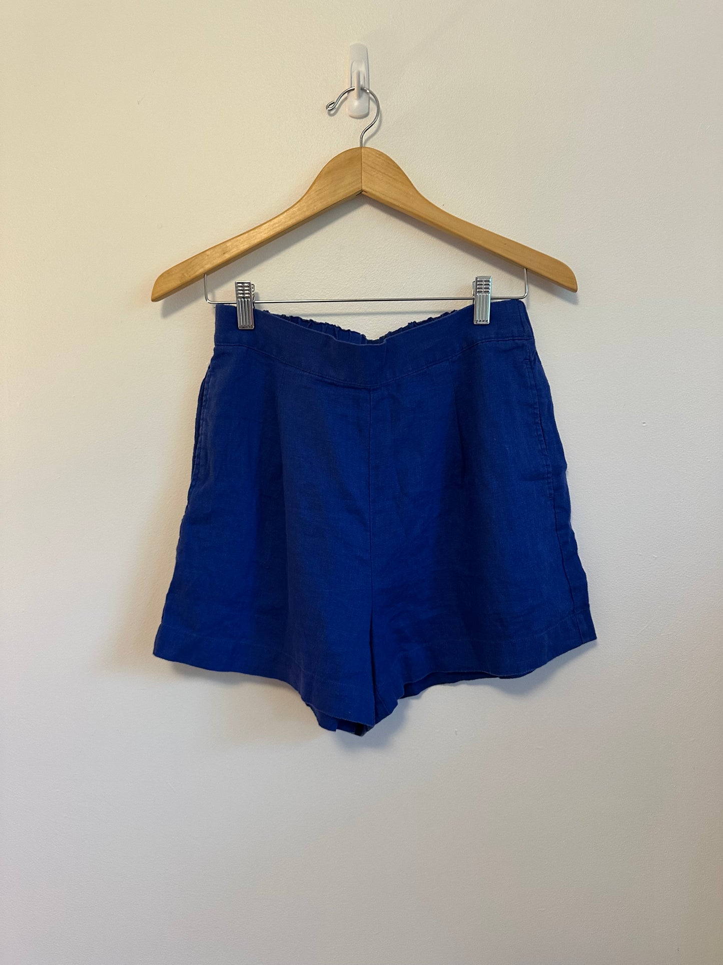 NWT Madewell Clean Pull-On Linen Shorts in Pure Blue | Size Small