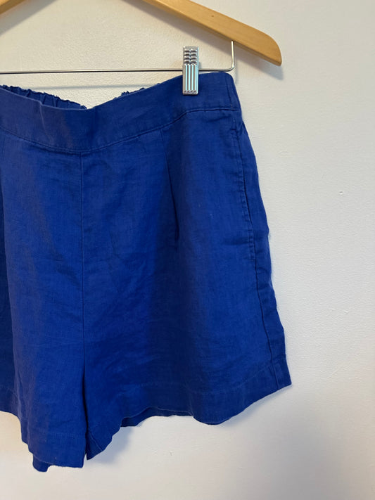NWT Madewell Clean Pull-On Linen Shorts in Pure Blue | Size Small