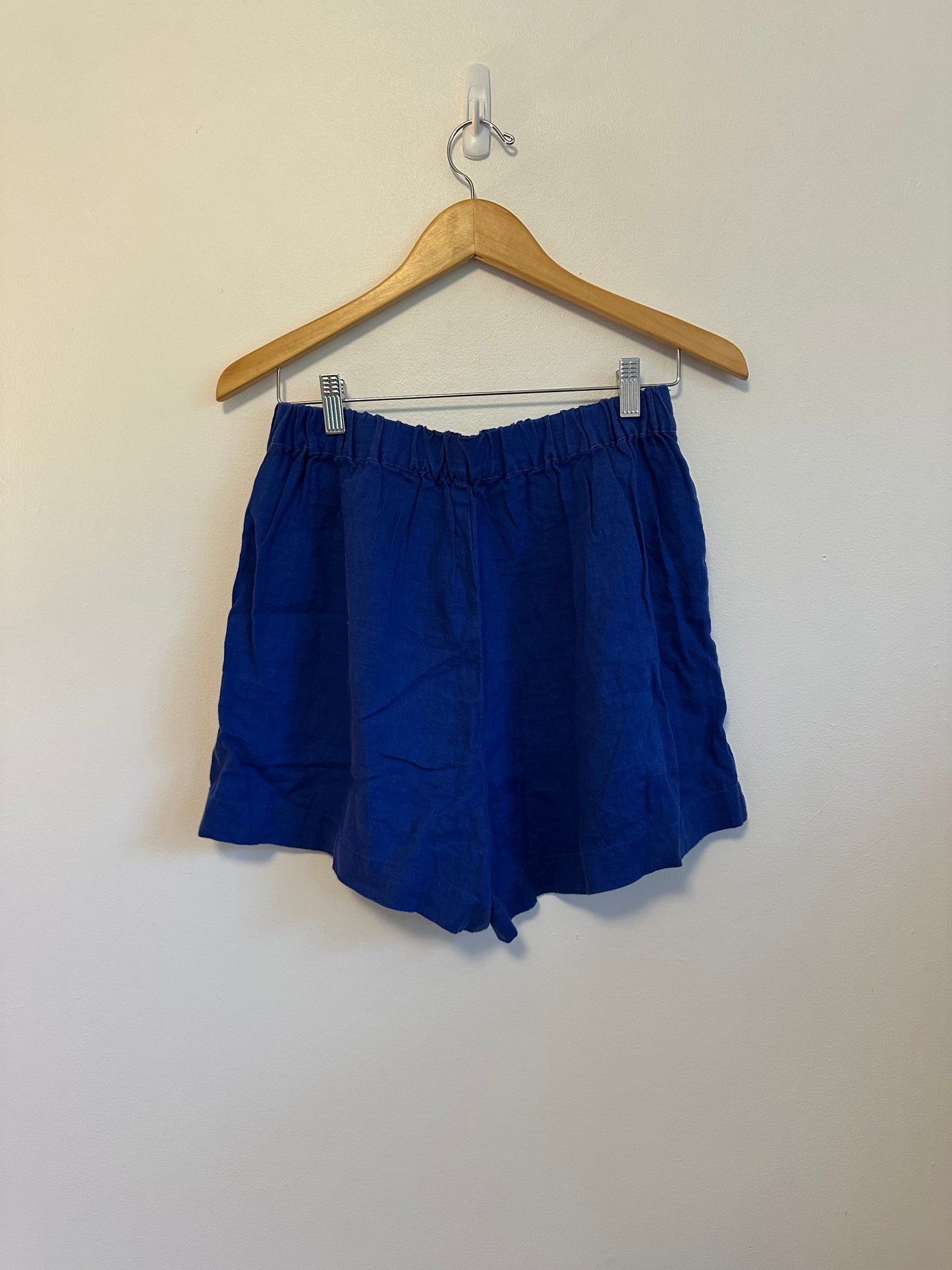 NWT Madewell Clean Pull-On Linen Shorts in Pure Blue | Size Small