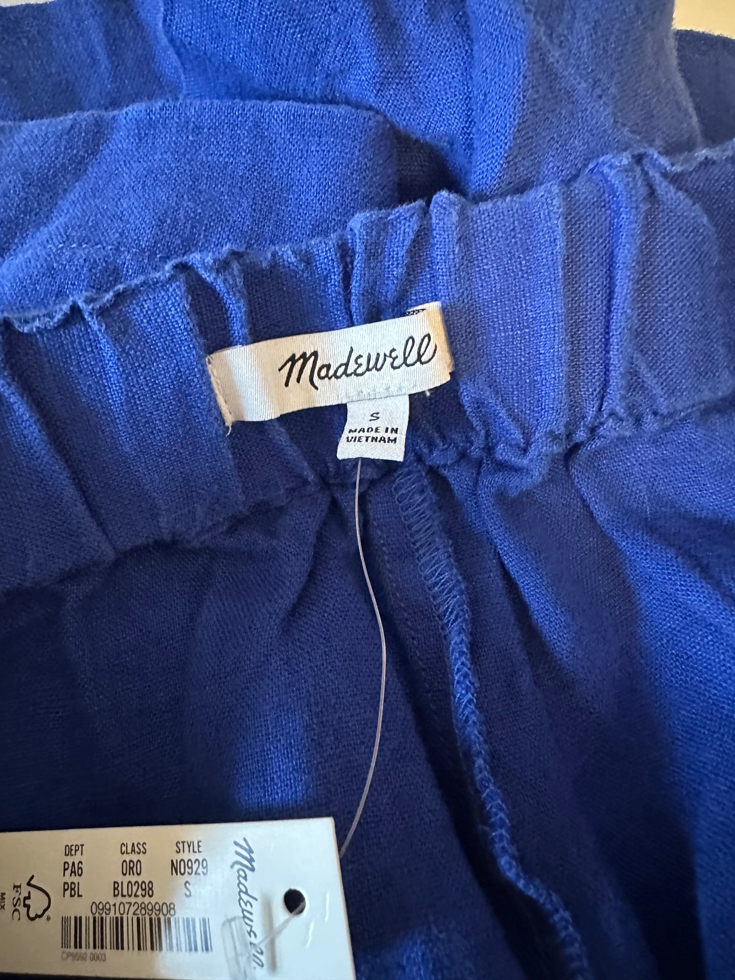 NWT Madewell Clean Pull-On Linen Shorts in Pure Blue | Size Small