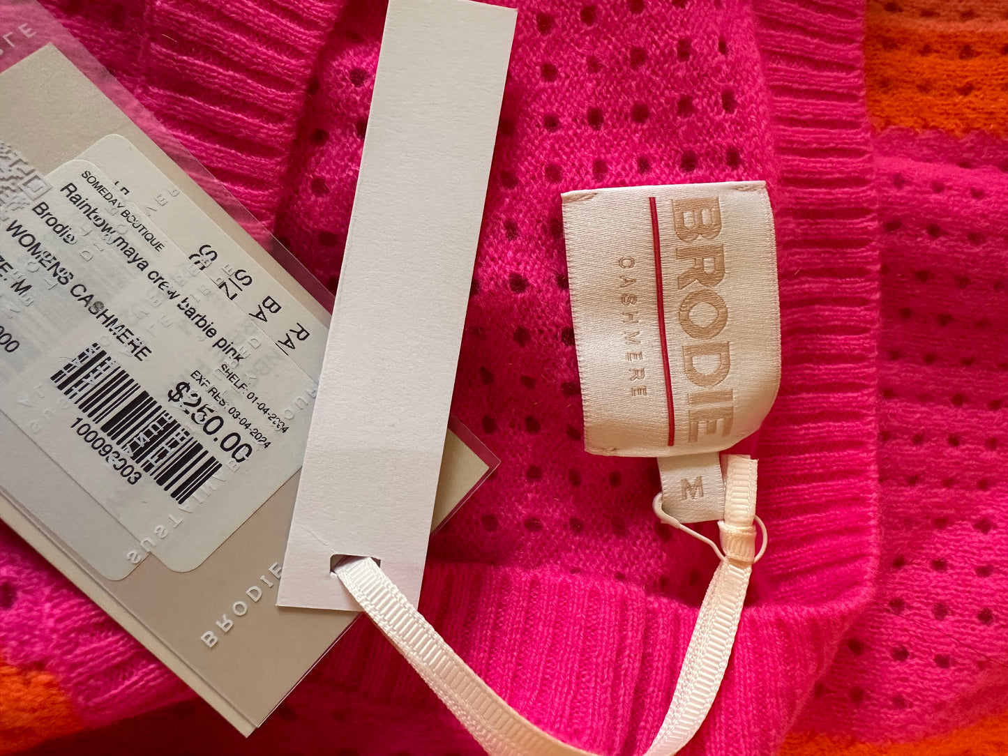 NWT Brodie Cashmere Rainbow Maya Cashmere Sweater | Size Medium