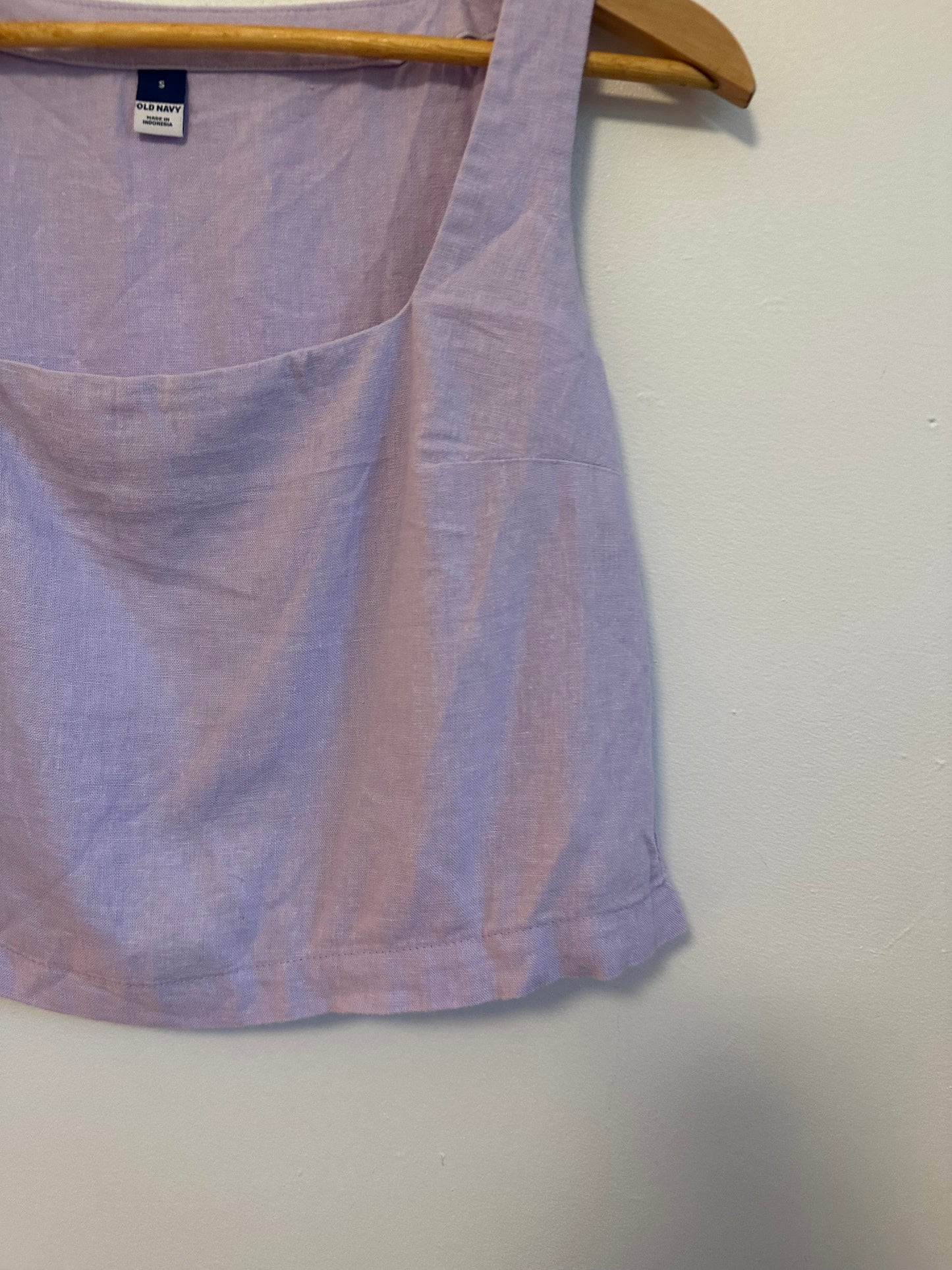 NWT Old Navy Sleeveless Linen-Blend Crop Top in Lavender Aura | Size Small