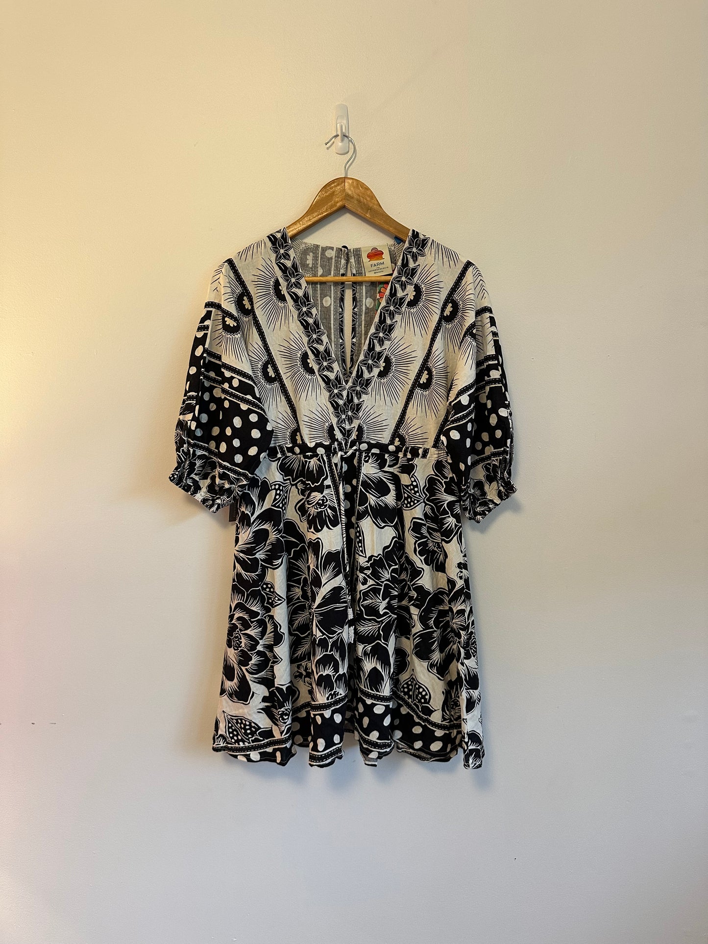 NWT Farm Rio x Anthropologie Puff-Sleeve Mini Dress | Size XS Petite
